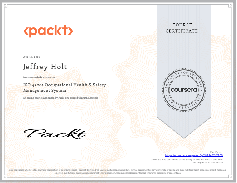 ISO 45001 Occupational Health & Safety Management System Certificate